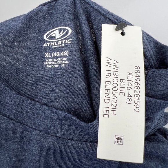 Men's Solid Blue Active T-Shirt ATHLETIC WORKS Short Sleeve Tri Blend Crewneck - Picture 10 of 10